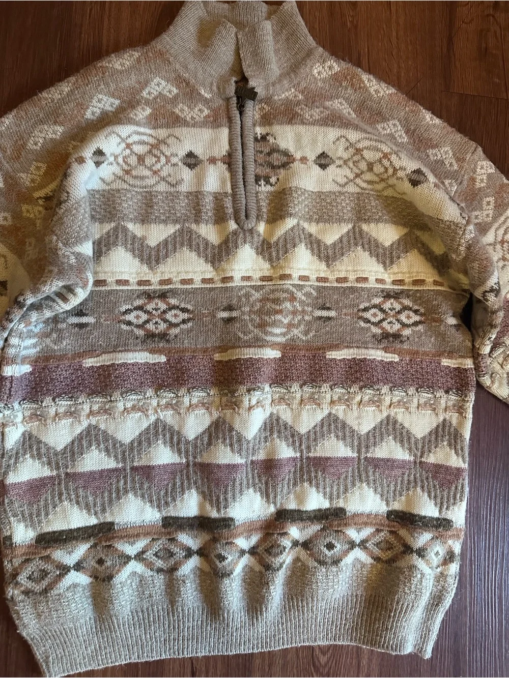 Men's Quarter Zip knit Geometric Aztec Patterned Fair Isle Sweater